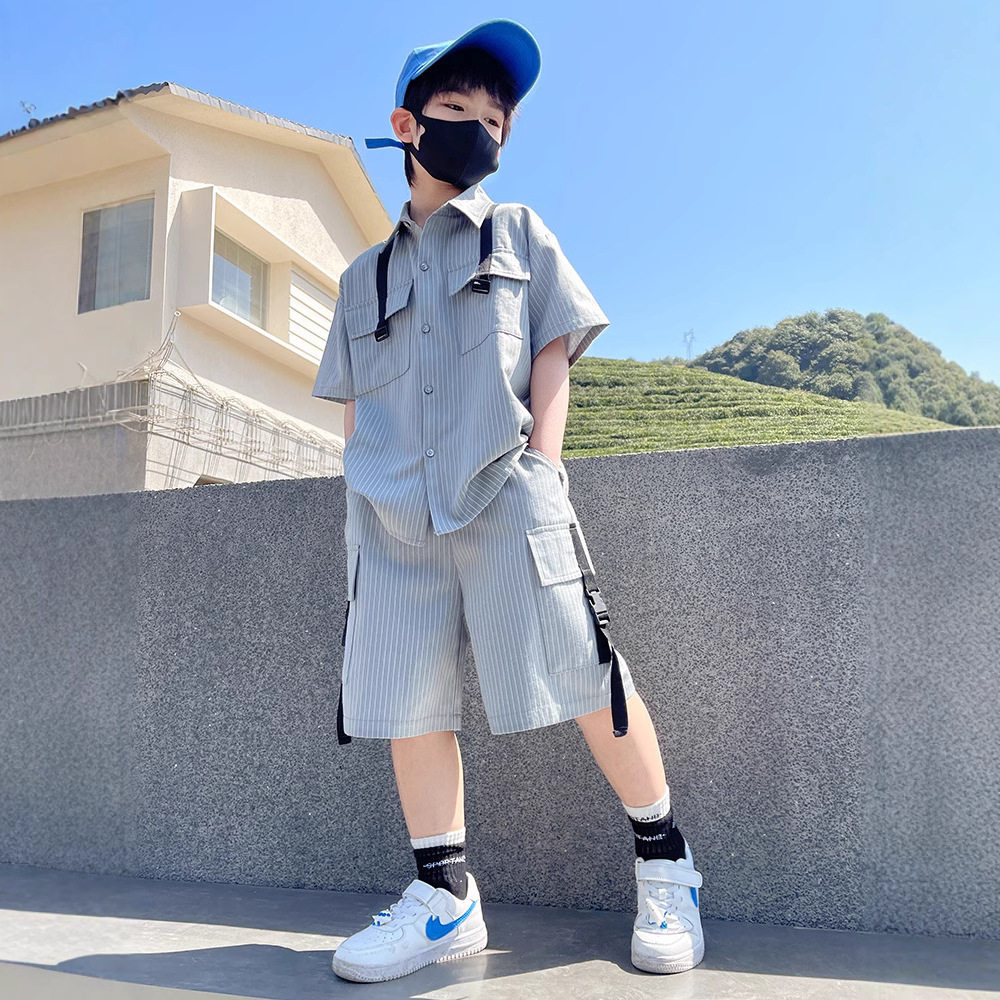 男童套装夏季2026新款儿童夏装运动中大童衣服短袖帅气网红童装潮