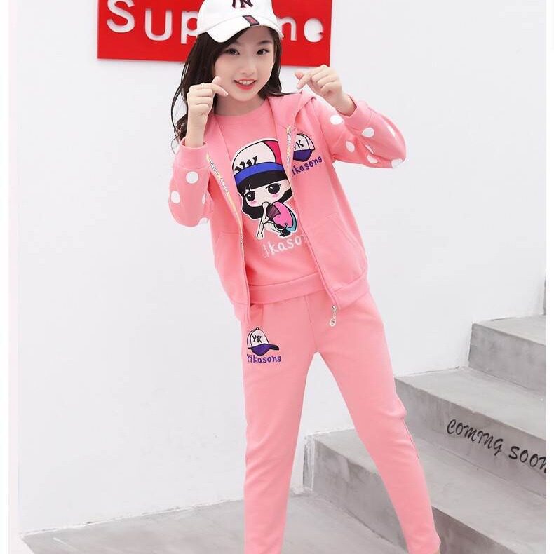 2024女童春秋装套装三件套春天衣服中大童长袖套运动套潮款