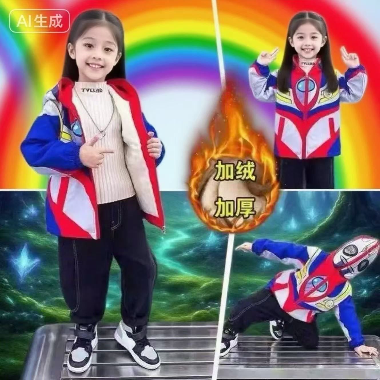 正版女童奥特曼春秋款加绒派克服欧布儿童发光加绒可拆卸厚款棉衣,童装/婴儿装/亲子装,棉袄/棉服,淘宝优惠券,粉丝福利购,淘宝优惠卷