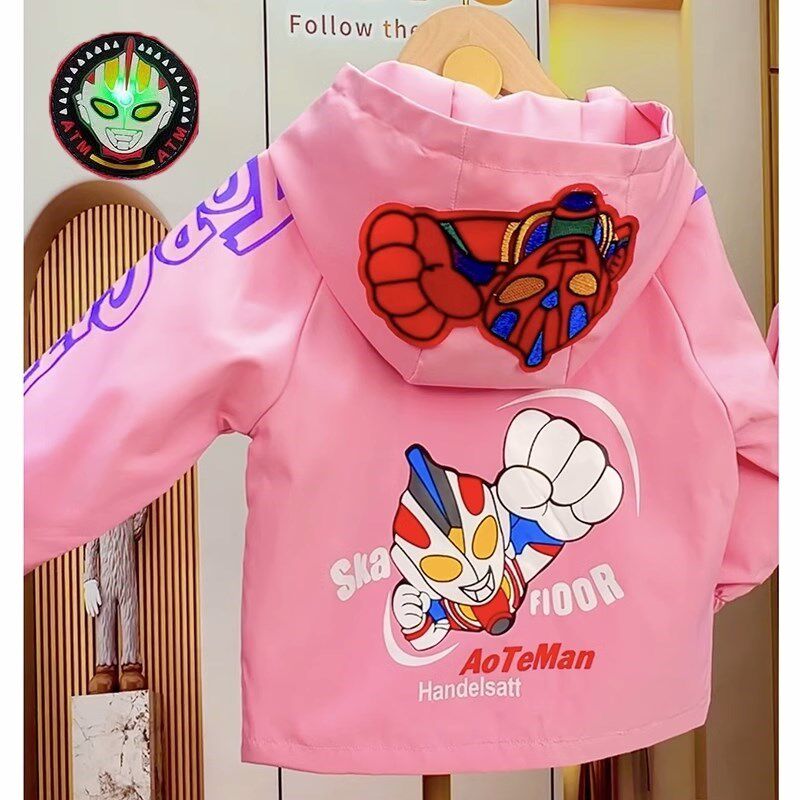 女童新款赛罗奥特曼衣服带灯女孩迪迦外套运动卫衣中大童洋气外套