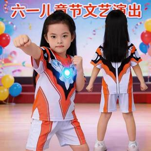 正版女童格丽乔男女童T恤亮灯A类薄款女孩生日礼物迪迦真人版套装