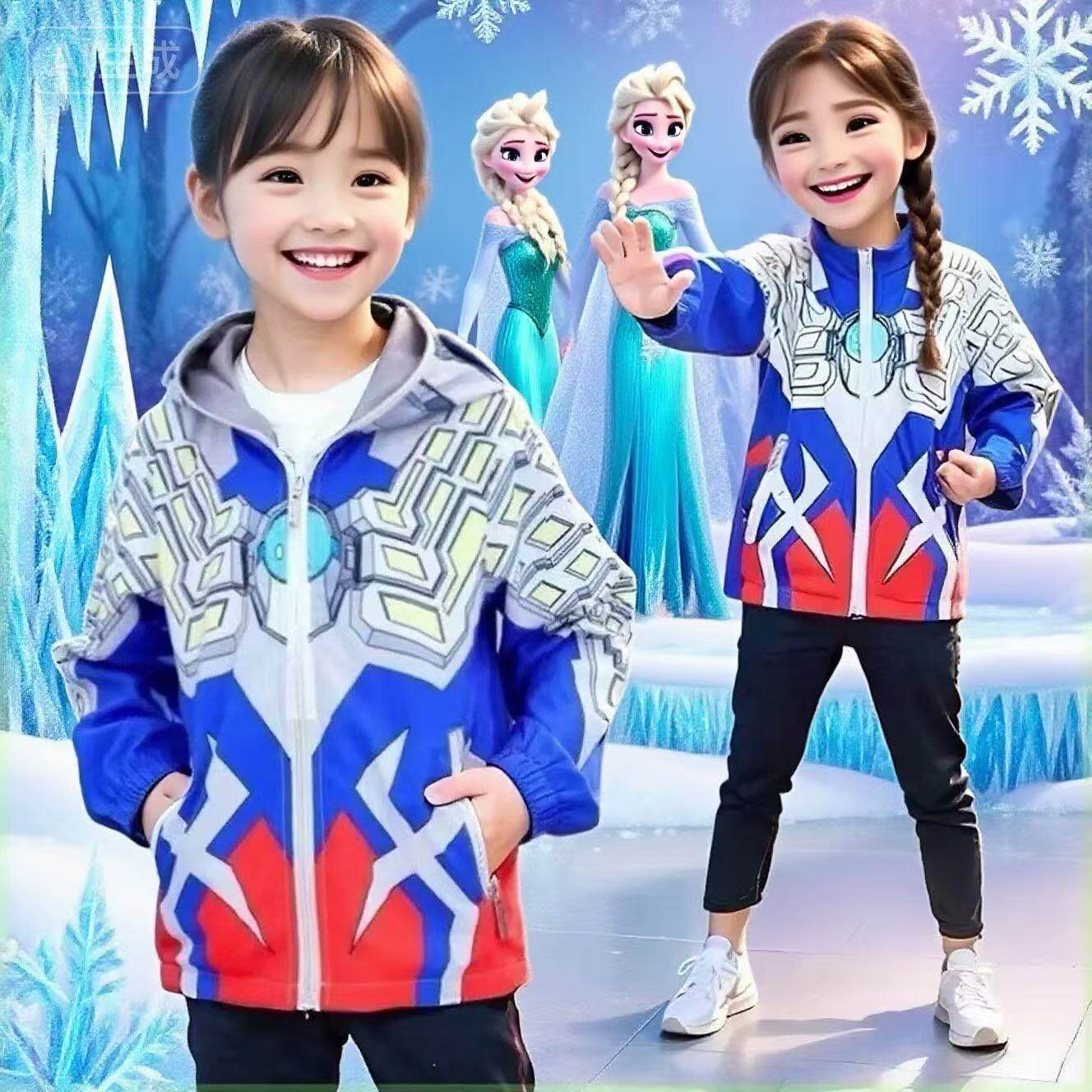 女童奥特曼赛罗冲锋衣2026新款冬季加绒女孩迪迦欧布加绒深秋外套