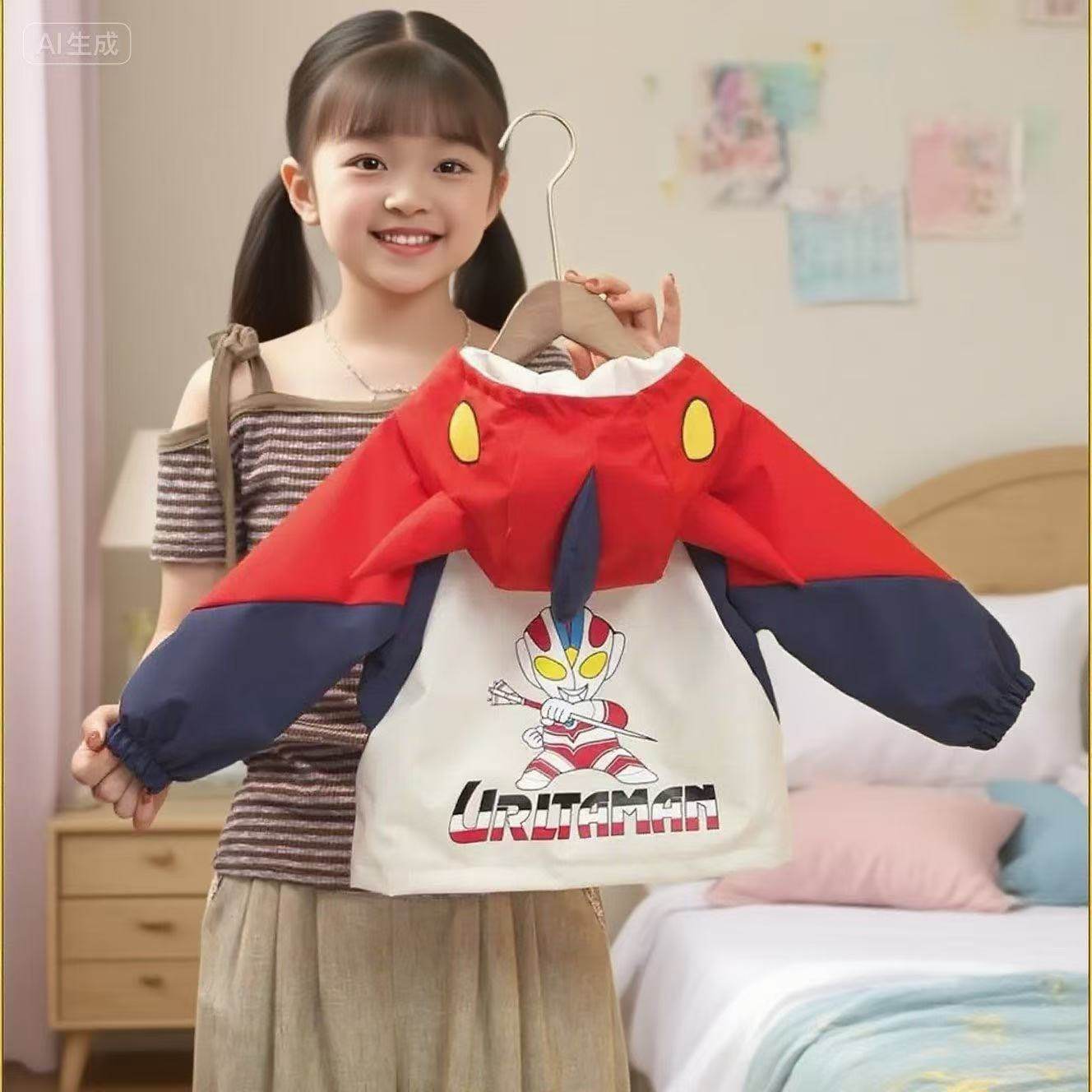 女童奥特曼秋季冲锋衣2025新款儿童外套宝宝女孩洋气加厚男童连帽