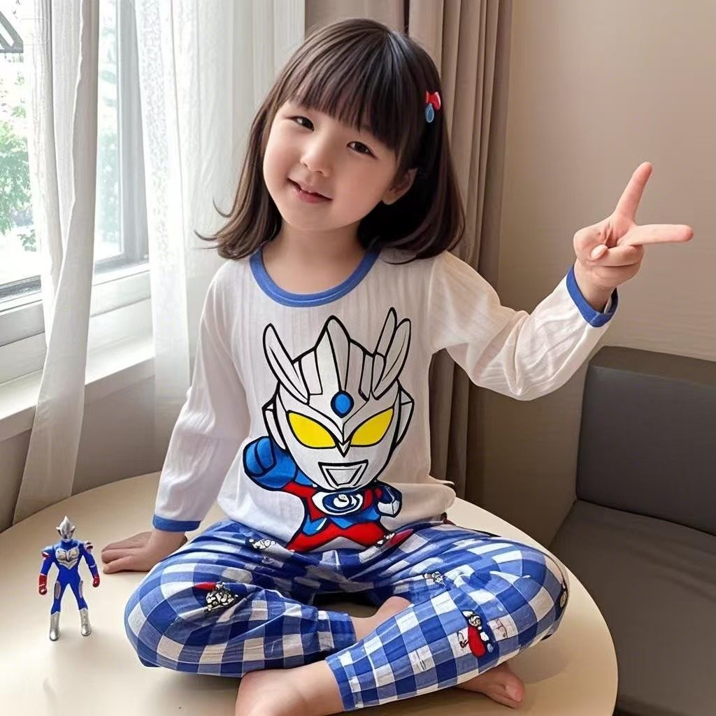 女孩奥特曼睡衣男孩男童2025夏季家居服男女童赛罗A类宝宝空调服