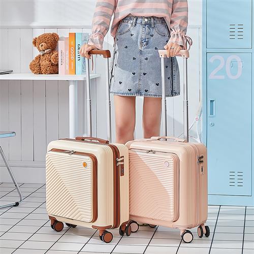 前置开口登机行李箱女2022新款小型18寸轻便拉杆箱包时尚旅行箱男