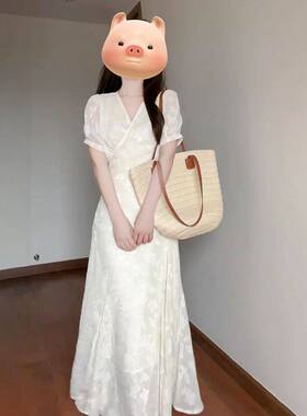 伴娘服礼服2026新款订婚礼裙平时可穿高级小众绝美夏泡泡袖连衣裙