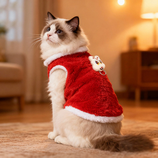 2025新猫咪衣服新年款 保暖布偶银渐层猫德文无毛猫狗狗马甲 秋冬装