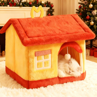 通用猫窝狗窝猫床猫屋幼猫窝垫 可拆洗四季 猫窝冬季 新型保暖封闭式