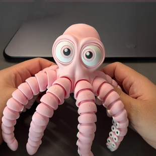 3d打印大眼章鱼可爱模型三d关节可活动儿童玩具造景装饰摆件礼物