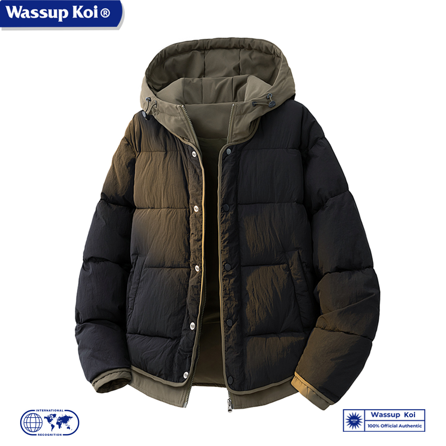 WASSUPKOI假两件连帽羽绒棉服男