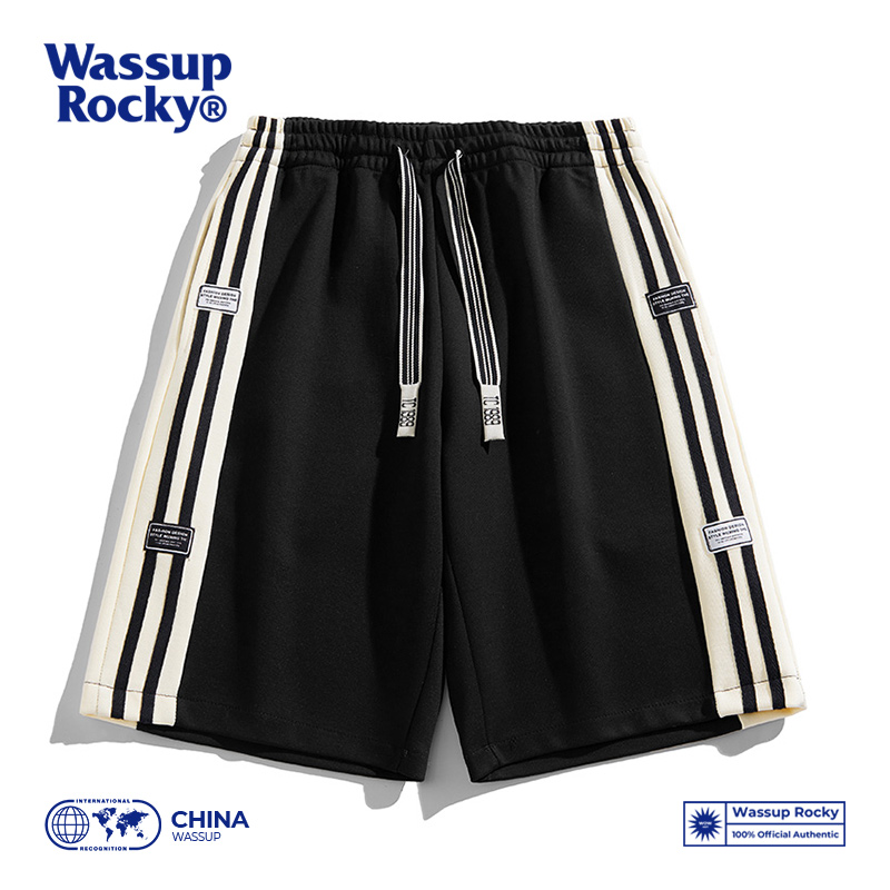 WASSUPKOI条纹短裤五分运动卫裤