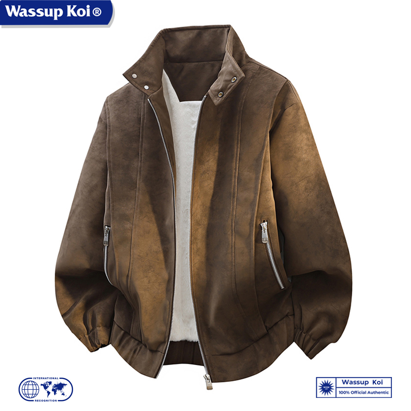 WASSUPKOI皮夹克男秋冬加绒外套