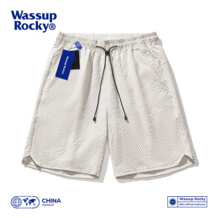 休闲百搭五分中裤 WASSUP美式 沙滩裤 男潮牌玉米格夏季 运动篮球短裤