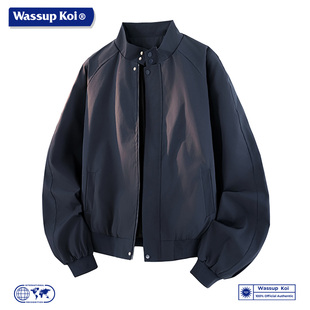 WASSUP KOI联名美式立领哈灵顿夹克男宽松休闲外套青年上衣服男款