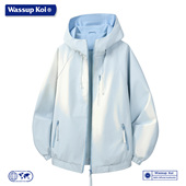 WASSUP KOI联名户外风连帽夹克男宽松防风冲锋衣休闲外套潮流上衣