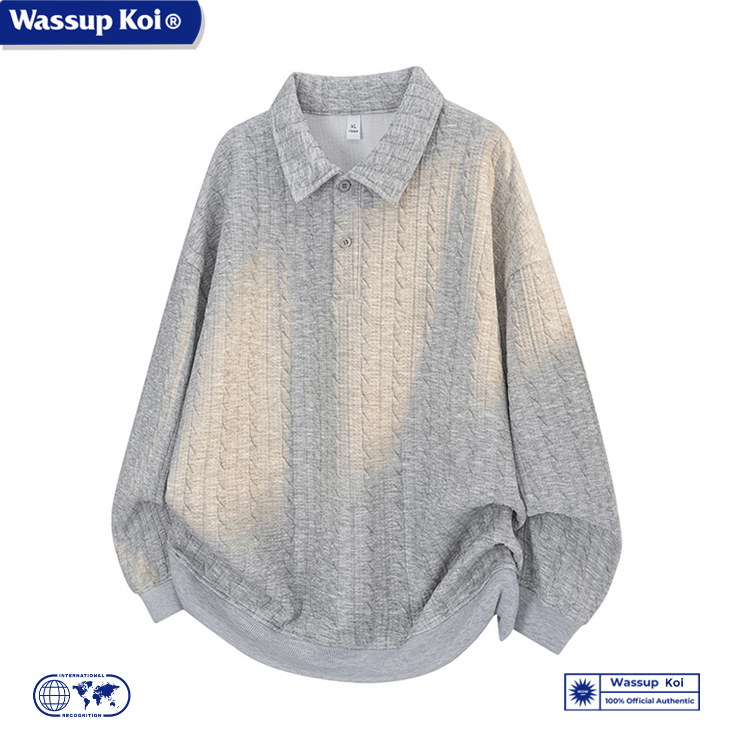 WASSUP KOI联名提花卫衣秋季痞帅高级感polo衫美式复古翻领打底衫