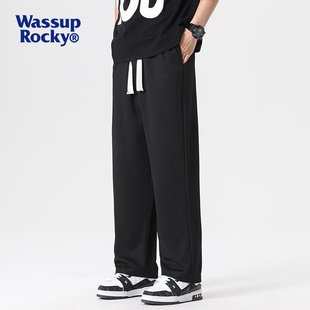 男复古宽松垂感阔腿运动长裤 简约纯色直筒休闲裤 ROCKY美式 WASSUP