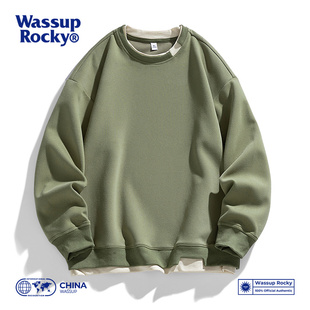 春秋季 款 潮牌宽松休闲百搭套头上衣外套 ROCKY圆领卫衣男士 WASSUP