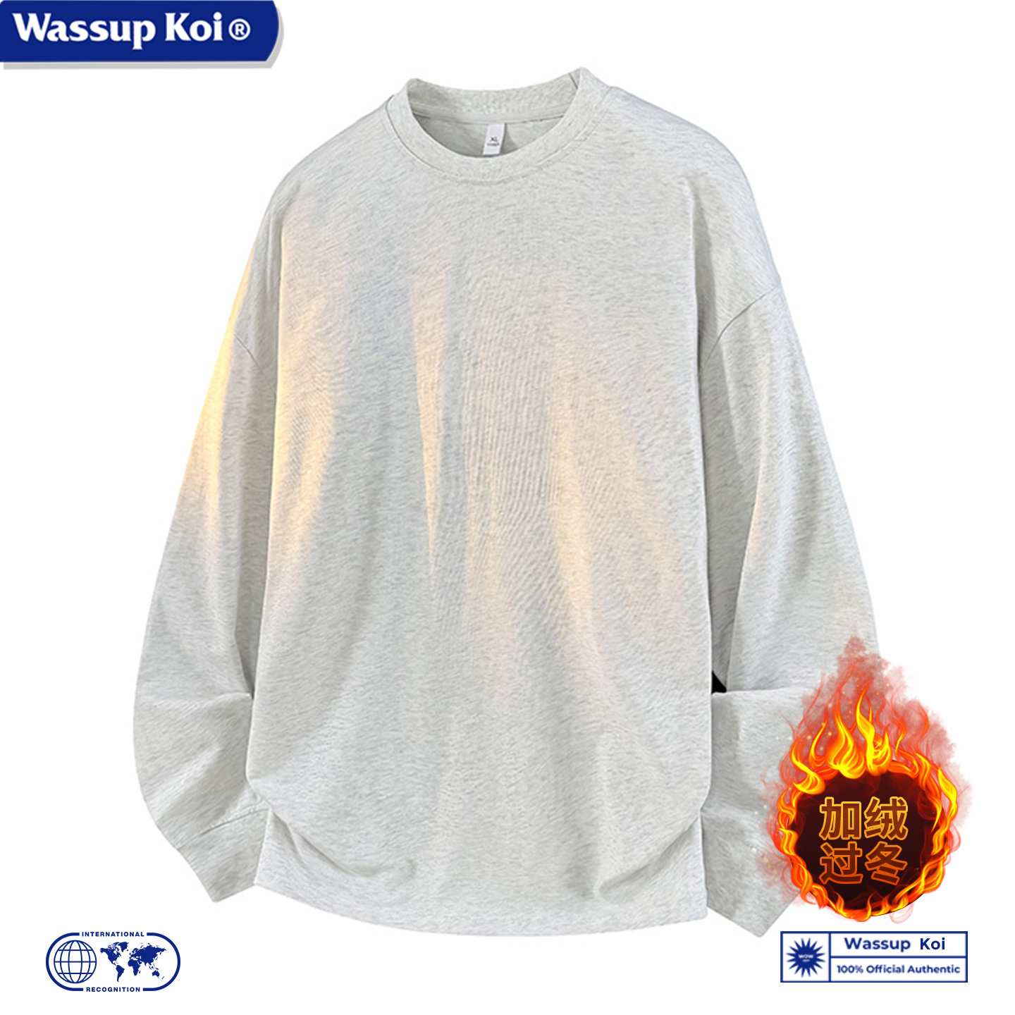 WASSUP加绒保暖宽松简约圆领卫衣