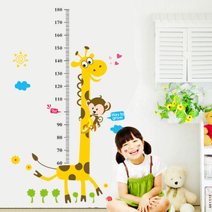 儿童身高墙贴测量仪尺出租屋宝宝房装 饰物品布置美墙贴量身高贴纸