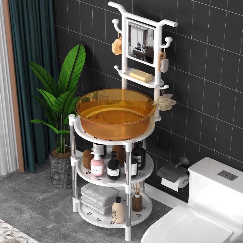 面盆架卫生间浴室毛巾架老式洗脸架落地式洗脸盆架多功能置物架子