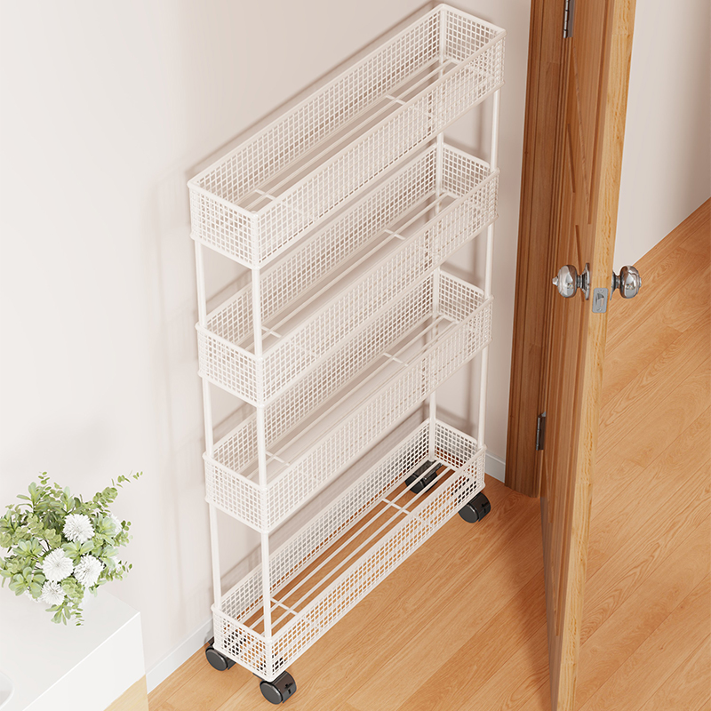 夹缝置物架门后缝隙柜客厅超窄款收纳柜极窄多层收纳架带轮小推车