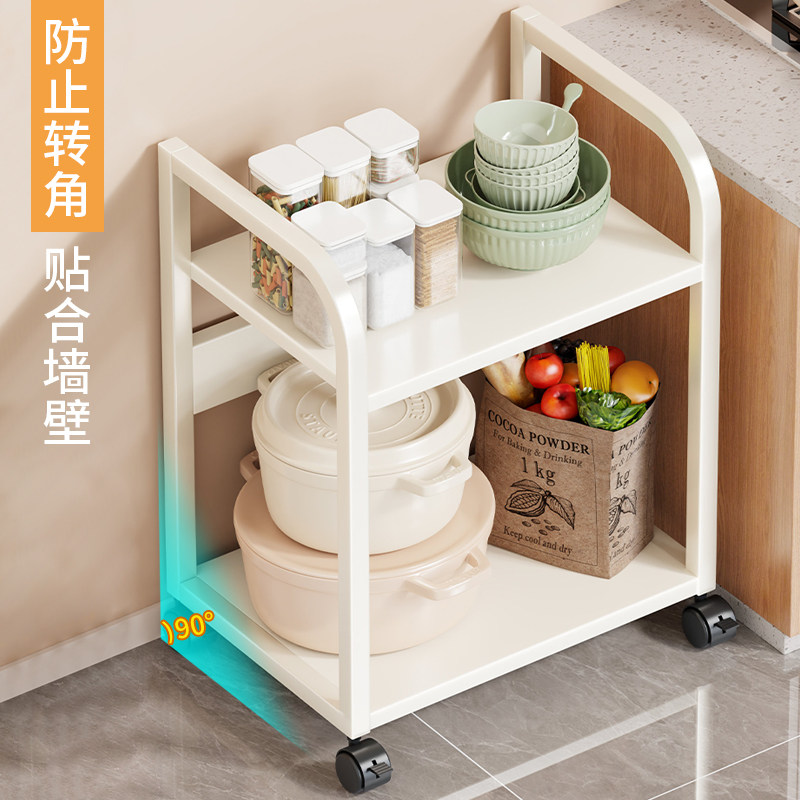 家用落地多层收纳层架移动厨房小推车置物架多功能烤箱微波炉锅架