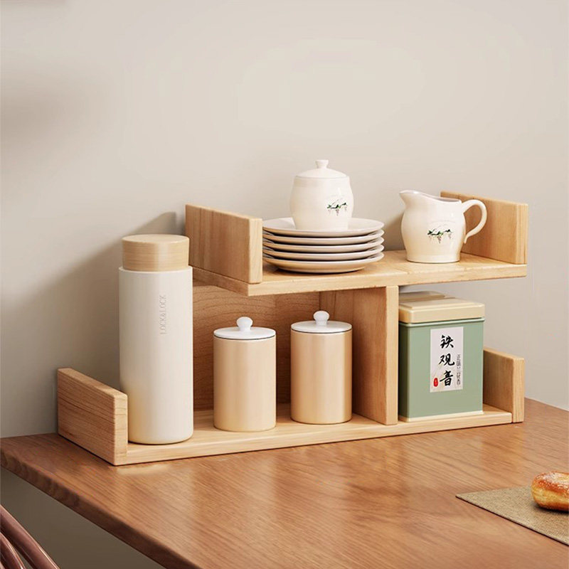 桌面茶具置物架小型茶杯博古架家用整理茶架茶叶多宝阁杯架收纳柜