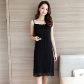 夏季 打底裙背心蕾丝长裙外穿黑色连衣裙 修身 吊带裙女夏装 内搭韩版