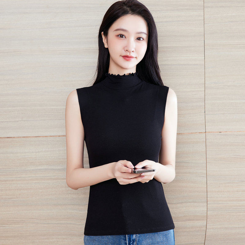 木耳边西装内搭女夏秋季吊带背心无袖修身百搭半高领立领打底衫潮,女装/女士精品,背心吊带,淘宝优惠券,粉丝福利购,淘宝优惠卷