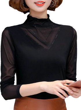 春秋新款蕾丝衫女长袖内搭t恤