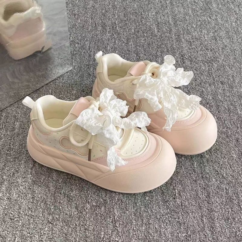 蝴蝶结鞋子厚底增高小白