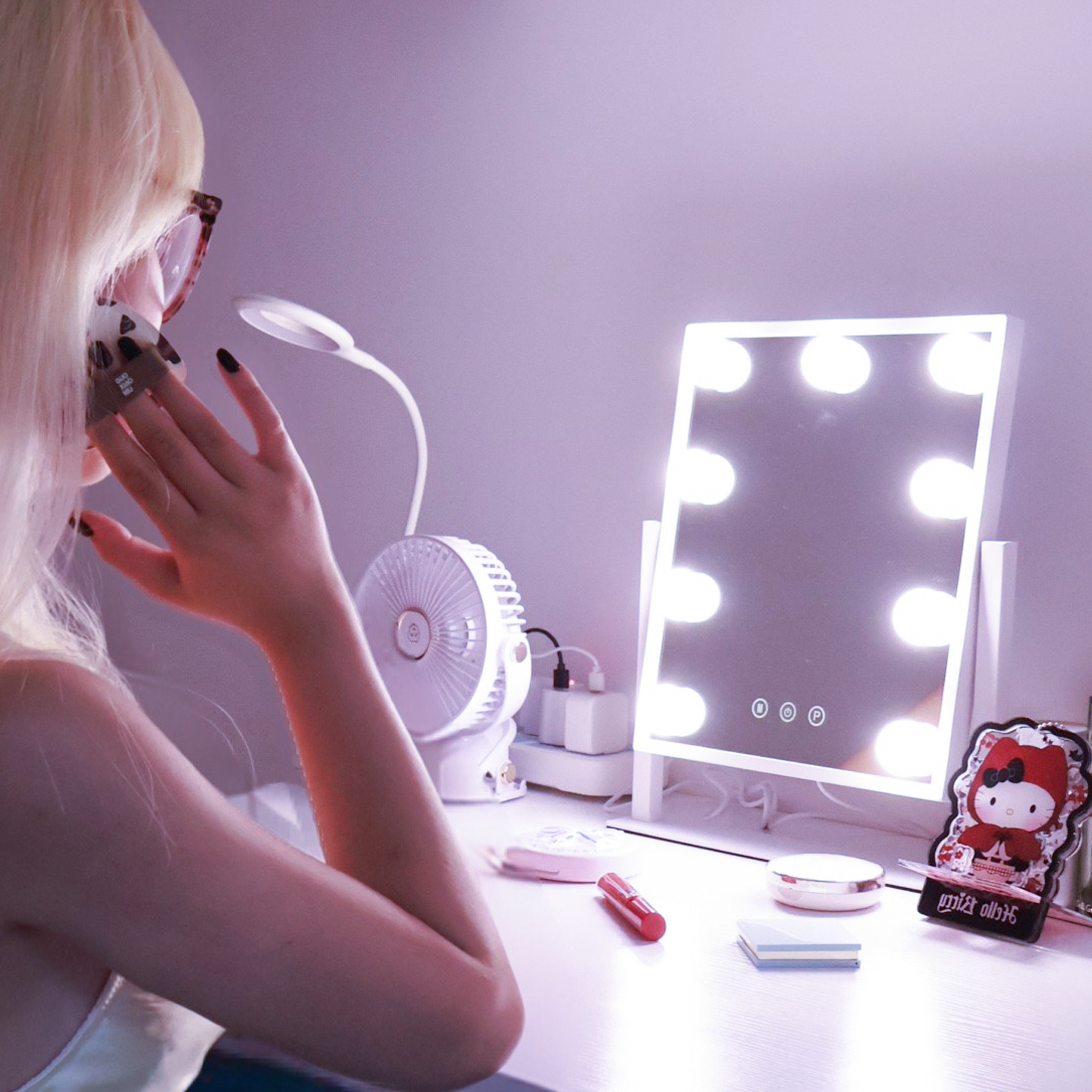 婷尔美灯泡化妆镜网红静子