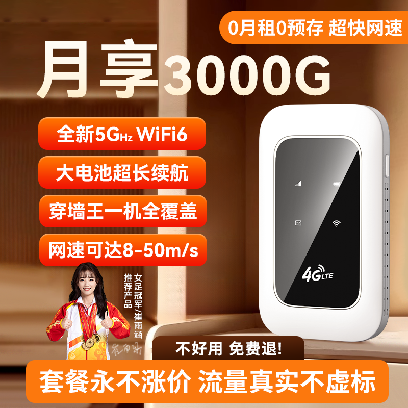 小杨哥推荐】随身wifi移动无线网络全国通用纯流量4g不限速免插卡适用华为小米5G车载笔记本便携式租房路由器-封面