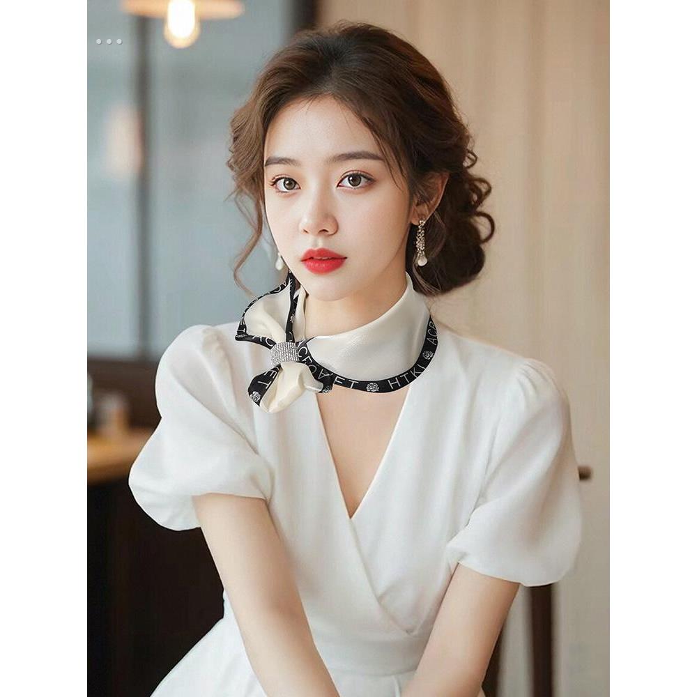 长小丝巾女士在春季和秋季，薄款式，多用途装饰，懒惰的穿孔明亮