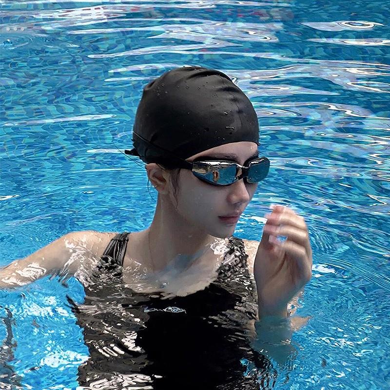纯色泳帽女款高颜值防水大头围女士成人硅胶高弹力不勒头游泳装备