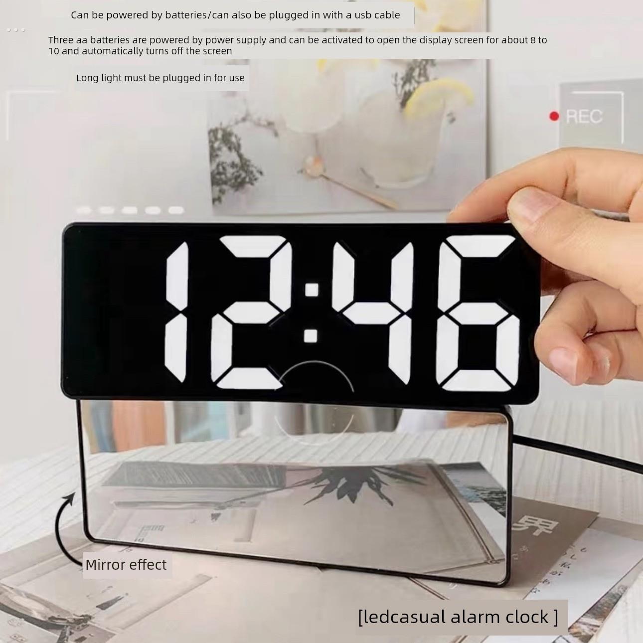 休闲大型数字数字时钟客厅电视计数器发光静音Led闹钟万年历温度