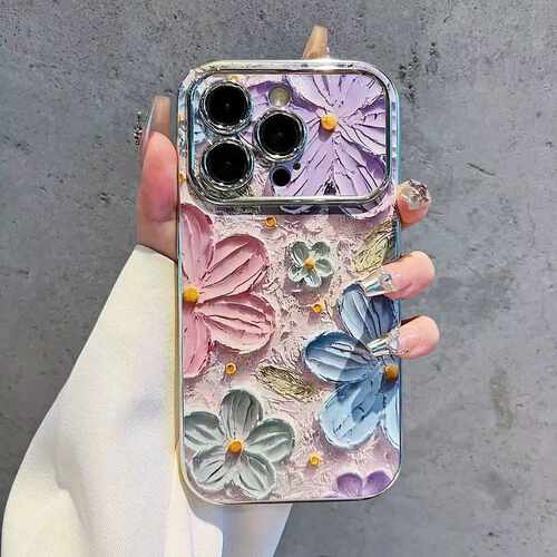 油画花朵适用苹果14手机壳iPhone1312/11/XR/xs/x全包7/8PL防指纹