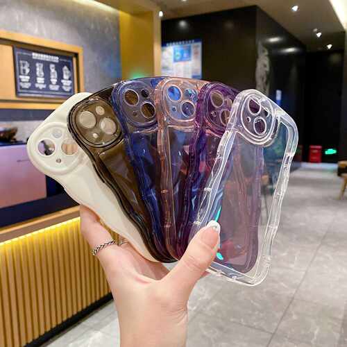 适用iphone17透明保护套苹果11波浪气垫手机壳14气泡防摔12全包16