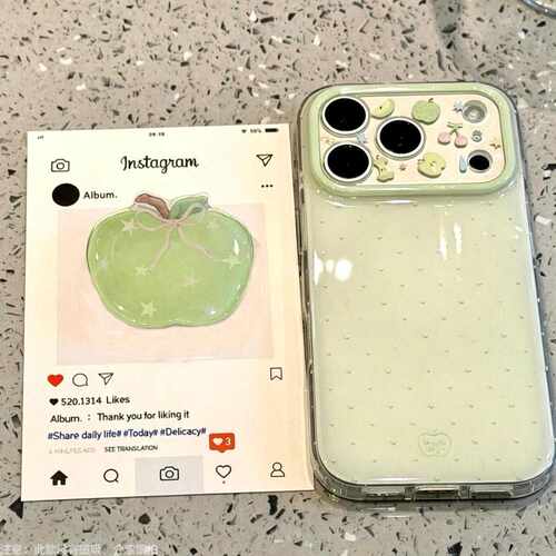 礼结青苹果适用iPhone17手机壳波点绿色水果苹果16防摔IMD境界壳