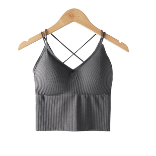 V领小吊带背心女内搭针织美背性感漏肩抹胸带胸垫打底上衣外穿夏