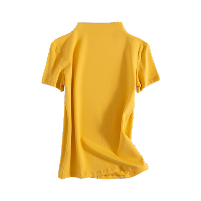 白色半高领短袖T恤女网红新款