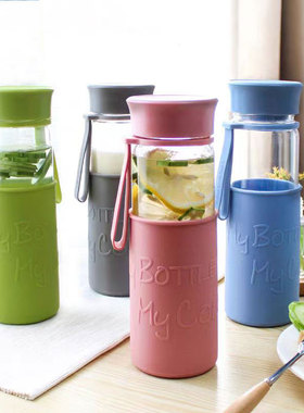 微瑕疵乐扣乐扣水杯创意男女玻璃杯学生便携过滤网玻璃茶杯LLG673