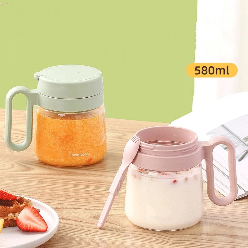 乐扣早餐杯玻璃马克杯有手柄