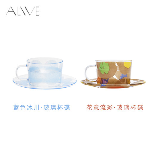 Alive芬兰插画耐热玻璃杯碟组合