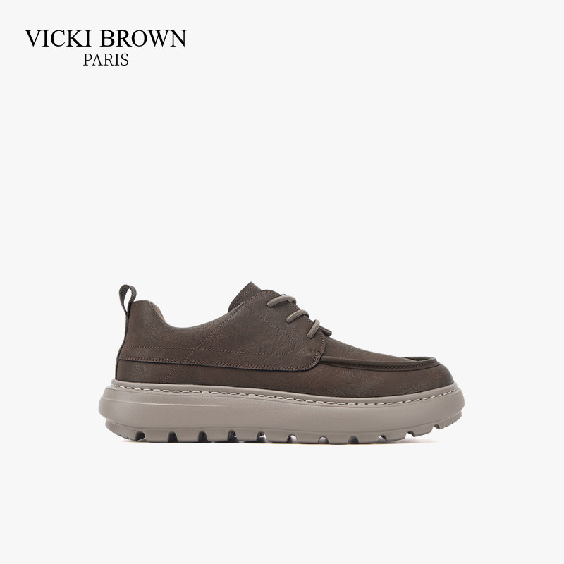 VICKI BROWN复古工装风厚底板鞋男潮流休闲鞋低帮系带厚底鞋男鞋,流行男鞋,休闲板鞋,淘宝优惠券,粉丝福利购,淘宝优惠卷