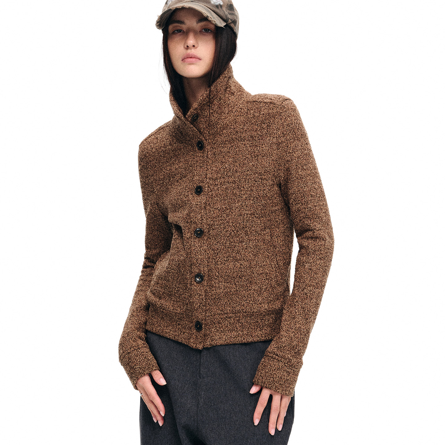 dat.花纱修身显瘦立领毛衣夹克