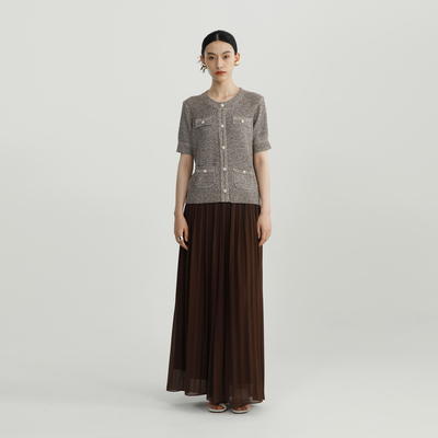 DYBULAFUN/戴布拉芬新款秋季小香风时尚百搭半袖上衣洋气针织衫女