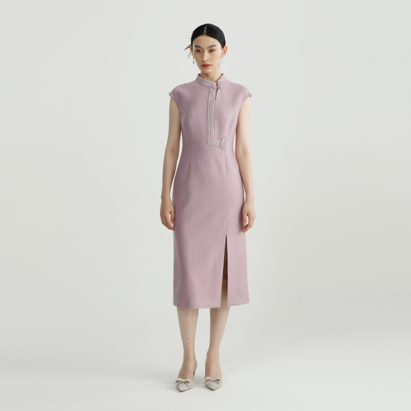 DYBULAFUN/戴布拉芬新款秋季时尚高级感气质长款立领无袖连衣裙女