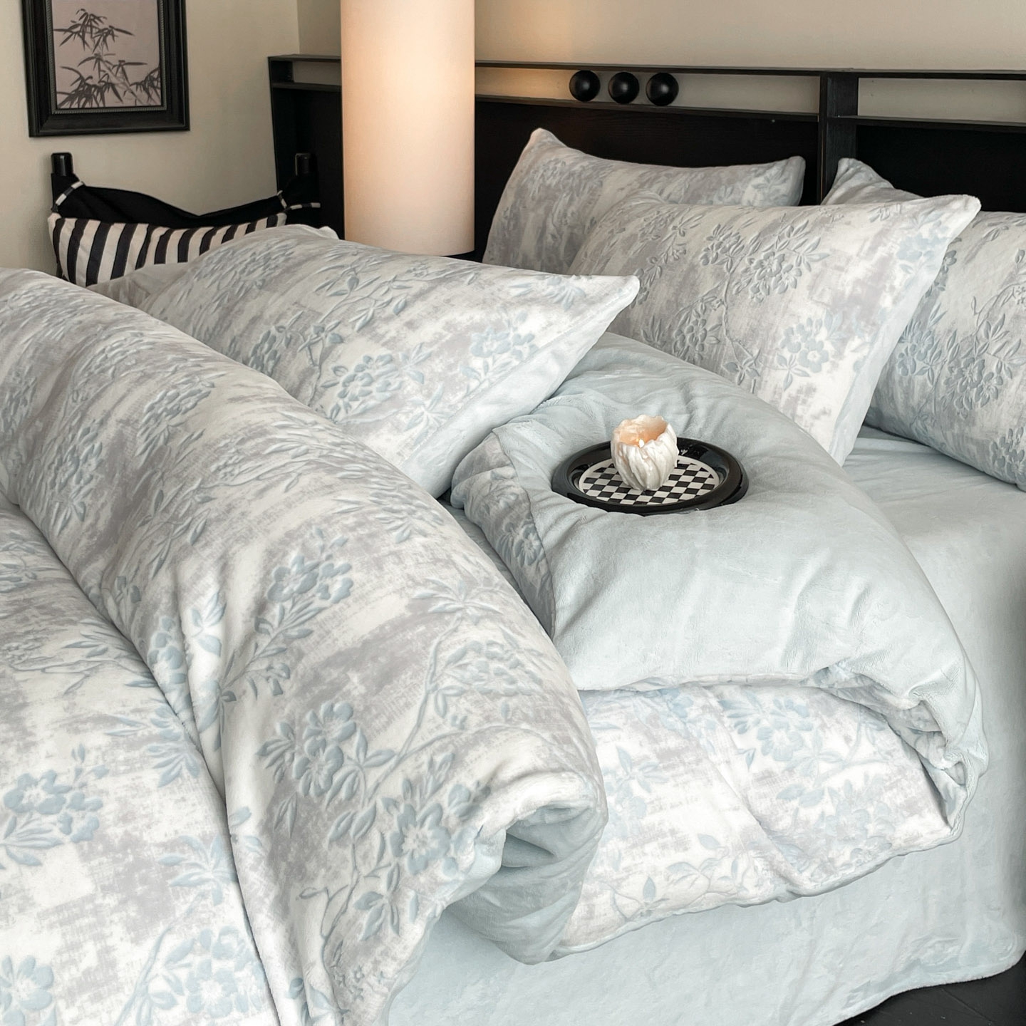 轻奢雕花牛奶绒四件套冬季